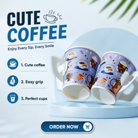 Vaso de Papel Kraft Resistente y Confiable de Alta Calidad de 280 g/m² y 300 g/m² con Asa para Chocolate Caliente, Cacao y Té