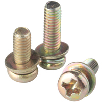 Vis à tête cylindrique cruciforme en acier au carbone galvanisé GL, classe de résistance 4.8, 8.8, 10.9, 12.9, bleu, jaune, blanc, assemblée avec une rondelle