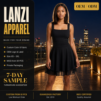 Robe Courte Femme Personnalisée Noire à Motifs Floraux, Taille Naturelle, Coupe Trapèze, Écologique, Col Carré, Froncée, Sans Manches, Vente en Gros