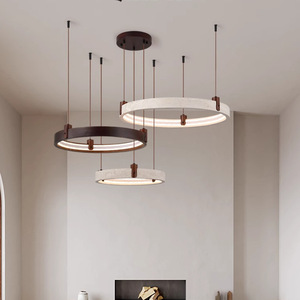 Lámpara Colgante LED Circular de Lujo, Travertino Amarillo, para Escalera de Villa, Sala de Estar, Iluminación Principal - Product Image 4