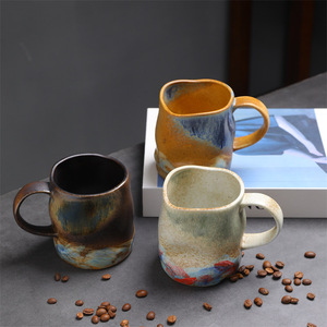Tazza da tè in ceramica con forno creativo da 380ml ad alto valore di colore irregolare di forma irregolare ''tazza da acqua del vento silenziosa'' transfrontaliera - Product Image 3