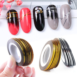 Decoraciones de Uñas Doradas y Plateadas al por Mayor, Cinta Adhesiva Dorada de 1 mm, Pegatinas para Uñas - Product Image 1