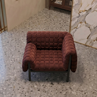 Fauteuil d'appoint moderne en tissu capitonné avec ottoman, chaise longue de détente à structure en bois massif pour salon et chambre à coucher