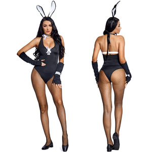 Costume XJ per Giochi di Ruolo, Abito <span class=keywords><strong>Nero</strong></span> Monospalla Senza Spalline per Personaggio da Coniglietta - Product Image 2