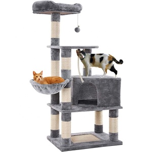 Senful SCF6203 Pohon Kucing Modern 4 Tingkat Ramah Lingkungan Tahan Lama Tiang Garukan Sisal Bahan Kayu Sisal Untuk Penggunaan Dalam Ruangan 138cm - Product Image 5