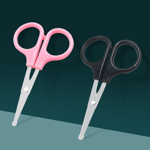 Nose Hair Trimmer Stainless Steel Round Tip Safety Scissors For Facial Hair Trim Pink And Black - Product Image 3