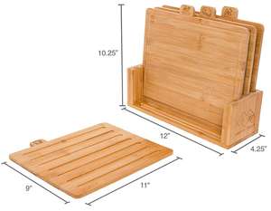 Ensemble de 4 planches à découper en bambou Rectangle écologique Planche à découper en bois naturel Support personnalisable pour la cuisine jetable - Product Image 5