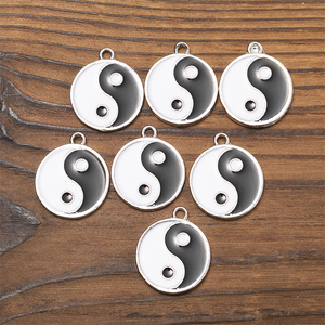 Antique Silver Plated Enamel Tai <strong>Chi</strong> YIN YANG Metal Charms <strong>Pendants</strong> for Jewelry Making DIY Black and White Yin Yang Accessories - Product Image 5