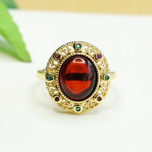 Cincin Amber ceri berongga kualitas tinggi perhiasan Fashion cincin jari berlian & batu permata zirkon kubik berlapis gaya klasik - Product Image 2