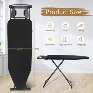 Planche à repasser pliable à hauteur réglable résistante à la chaleur avec support pour fer à repasser et porte-vêtements de style moderne - Product Image 3