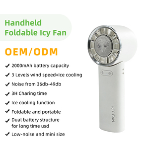 Ventilateur portatif rose puissant, double flux d'air, pliable, portable, rechargeable, mini ventilateur rechargeable - Product Image 1