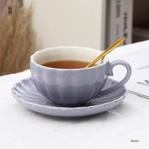 Ensemble de tasses à café en céramique violet clair avec soucoupe, style nordique, couleur unie, pour les fêtes et la maison, DB1551 - Product Image 2