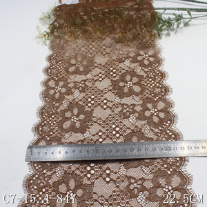Luxus Glitter Blume mit Goldfaden Design 22cm Braun Französisch Chantilly <span class=keywords><strong>Lace</strong></span> Trim Fancy Wimpern Spitze Non Stretch für Kleider - Product Image 3