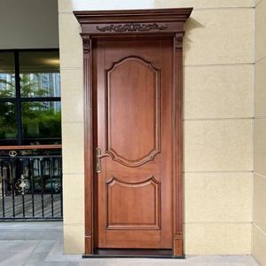 <span class=keywords><strong>Puerta</strong></span> de Madera Sólida de Roble Rojo Tallada al Estilo Americano, Pintada e Impermeable, de Foshan Door Factory, para Dormitorio, Entrada, Hotel y Baño - Product Image 4
