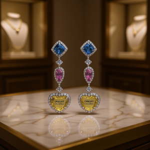 Boucles d'oreilles pendantes en cristal coloré LINCAIT, forme cœur, zircon taille princesse, sertissage clos, bijoux romantiques pour femme, idéales pour les soirées - Product Image 2