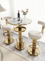 Chaise de bar pivotante et réglable en hauteur, style postmoderne de luxe léger, avec base en acier inoxydable et assise en cuir blanc, garantie 2 ans