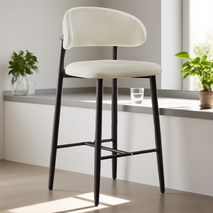 Taburete de bar moderno sin brazos, altura de mostrador, cómodo y acolchado, con estructura metálica, para comedor, cocina, sala de estar o <span class=keywords><strong>hotel</strong></span>. - Product Image 3