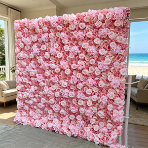 Rosa de pared con degradado rosa y blanco de tacto real, excelente para decoración de jardín bohemio, bodas, patio exterior y adorno para el hogar. - Product Image 3