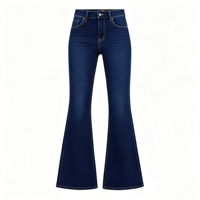 Celana Jeans Bootcut Pinggang Tinggi Wanita Model Curvy Flare Bahan Denim Stretch Pembentuk Tubuh Kasual Grosir Pabrik