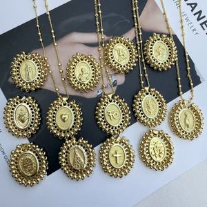 Pulseras <span class=keywords><strong>de</strong></span> Moda Miyuki con Dijes Religiosos <span class=keywords><strong>de</strong></span> Latón Ovalado Bañado en <span class=keywords><strong>Oro</strong></span>, <span class=keywords><strong>Pulsera</strong></span> con Cruz y Corazón, Joyería <span class=keywords><strong>de</strong></span> Moda al por Mayor - Product Image 6