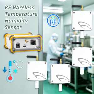 เซ็นเซอร์วัดอุณหภูมิและความชื้นแบบไร้สาย RF 4 ชุด พร้อมเกตเวย์บันทึกข้อมูลหลายจุด ควบคุมผ่านแอป วัสดุพลาสติก เทอร์โมไฮโกรมิเตอร์ - Product Image 1