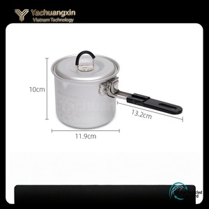 Aluminum Mini Milk <b>Pan</b> 1L <b>With</b> <b>Lid</b> And Foldable Handle For Camping Cooking - Product Image 6