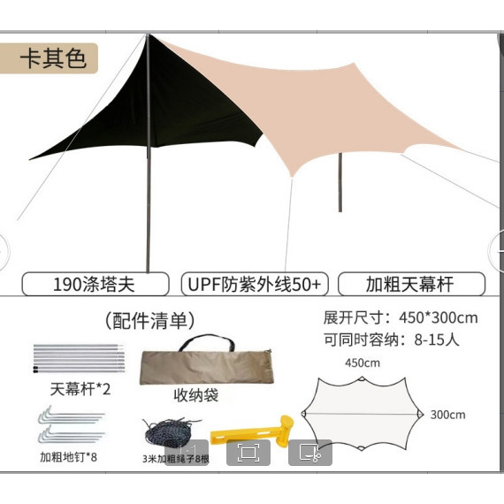 [Black Vinyl] 3*4.5m Octagonal Canopy