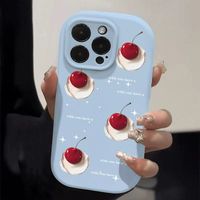Coque de téléphone portable antichoc motif gâteau aux cerises mignon pour iPhone 14 15 18 Pro 16 17 Pro Max, coque arrière épaisse