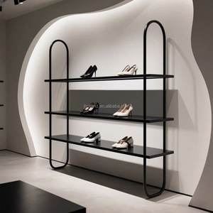 Espositore per Scarpe a 3/4 Livelli in Metallo Nero Autoportante per Negozi di <span class=keywords><strong>Abbigliamento</strong></span> e Borse - Product Image 3