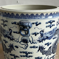 Jingdezhen Style Antique Bleu et Blanc Dragon Volant Motif Céramique Grand Jardin Fleur Planteur Porcelaine Pots De Fleurs pour La Maison