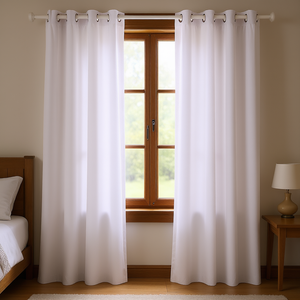 Ensemble de 2 rideaux occultants, longueur 84 pouces, largeur 52 pouces, œillets en haut, polyester blanc uni, rideaux de fenêtre pour la chambre à coucher, intimité et L - Product Image 2