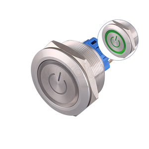 CE CCC Wasserdicht Ip65 Momentary Latch ing Ring LED und Power Symbol Flach kopf Grün 30mm Druckknopf <span class=keywords><strong>12</strong></span> <span class=keywords><strong>Volt</strong></span> Schalter 220V - Product Image 1