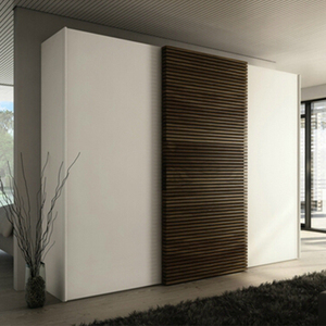 <span class=keywords><strong>Armarios</strong></span> de 3 puertas con mesa de vestidor, <span class=keywords><strong>armarios</strong></span> de muestra con puertas deslizantes, estilo europeo real y elegante, color gris humo, instrucciones de montaje de 250Cm - Product Image 3