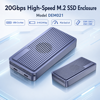 Caja para SSD NVMe M2 de Doble Bahía RAID, 20Gbps USB3.2 Gen2x2, Ventilador Integrado, Aluminio, 2230/2242/2260/2280, Máximo 8TB, RAID0/1/JBOD