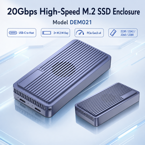 Boîtier SSD NVMe M.2 double baie <span class=keywords><strong>RAID</strong></span> 20 Gbit/s USB 3.2 Gen2x2 avec ventilateur intégré en aluminium pour SSD 2230/2242/2260/2280, jusqu'à 8 To, compatible RAID0/1/JBOD - Product Image 1