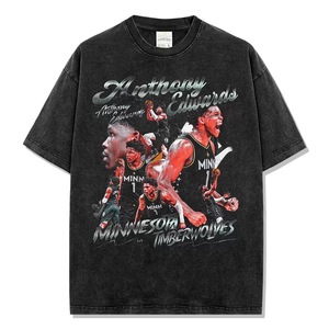 T-shirts unisexes en coton 100% à manches courtes, vente en gros, avec broderie 3D des stars du basketball américain (<span class=keywords><strong>James</strong></span>, <span class=keywords><strong>Kevin</strong></span> Durant) - Product Image 4