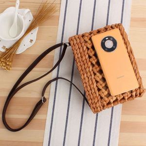 Nouveau mini sac à bandoulière en paille ajourée, sac de plage pour femme, style Oceanside Fashion Dress - Product Image 3