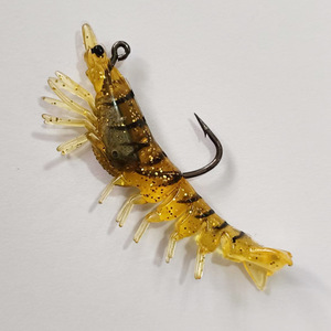 Señuelo de Pesca Artificial de Camarón/<span class=keywords><strong>Gamba</strong></span> de PVC y Aleación de Plomo de 70mm con Anzuelos Sin Pintar para Uso en Lubina, Ríos, Lagos y Arroyos - Product Image 1