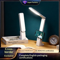 Lámpara de Escritorio LED Plegable de Venta Directa de Fábrica, con Funciones de Cuidado Ocular, Batería de Litio Integrada Recargable, Control Táctil, FCC
