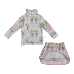 ชุดเสื้อผ้าสำหรับเด็กผู้หญิงเด็กวัยหัดเดินชุดเสื้อผ้าซิปแขนยาวลายดอกไม้สีชมพู - Product Image 2