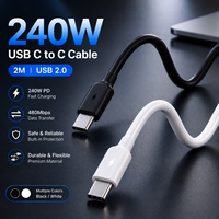 Câble USB C vers USB C 240W 2,0M PD3.1 Charge Rapide 5A Câble Type C Câble de Données USB 2.0 Faible MOQ OEM ODM Logo Personnalisé