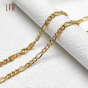 LFH Au750 18K Perhiasan Emas Asli Murni 18K Rantai Emas Padat Figaro Rantai Kalung Emas Asli Perhiasan 18K dengan Sertifikat