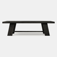 Ensemble de table à manger rectangulaire extensible en bois noir sur mesure avec chaises latérales pour projet de restauration commerciale