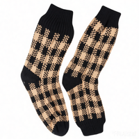 Chaussettes d'intérieur unisexes rayées, respirantes, douces, épaisses, antidérapantes, doublure en peluche, chaudes, confortables, hauteur genou, tricotées, jacquard imprimé