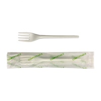 Vente en gros d'articles de table jetables biodégradables en CPLA personnalisés, fourchette, couteau, cuillère et cuillère-fourchette, ensemble de couverts compostables