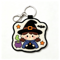 Porte-clés en chenille brodé Halloween, mignon, sorcière, citrouille, peluche, personnalisé, promotionnel, dessin animé, pour décoration de sac, cadeau