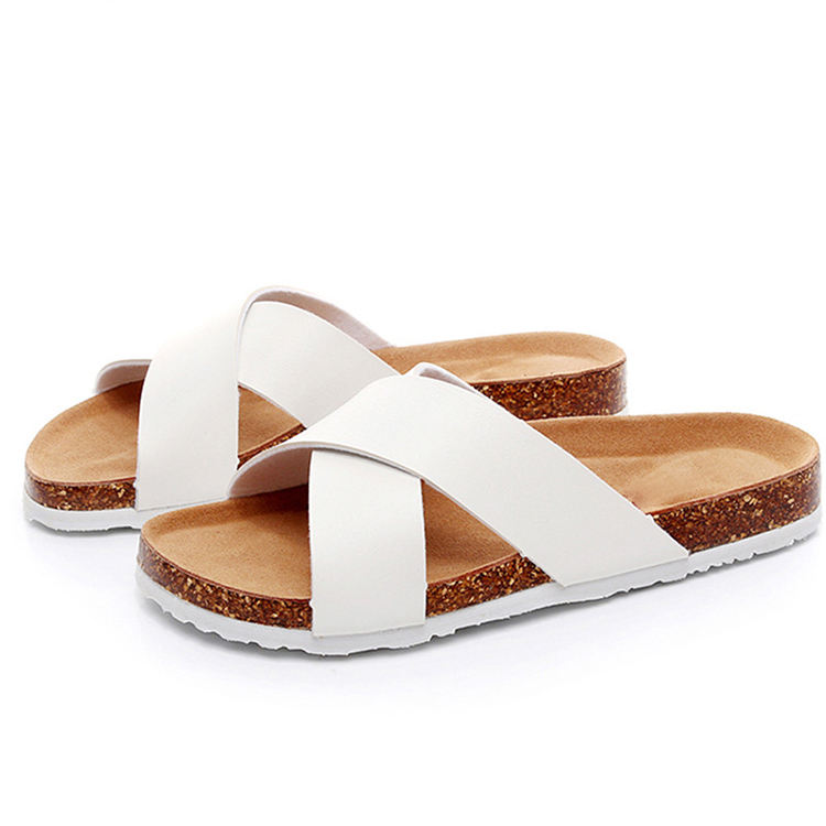 Cork Slippers Comfortable PU Leather Mules for Summer