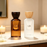 Flacons de parfum en verre épais personnalisés, neufs, 30 ml 50 ml, transparents et luxueux, avec bouchon en bois