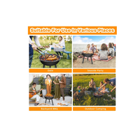 Barbecue portable d'extérieur au charbon de bois, argenté, taille personnalisable, en fer, pour camping, cuisson, étanche, antiadhésif, facile à utiliser, avec accessoires