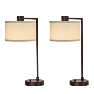 Lampe de table décorative moderne en tissu écologique avec interrupteur à bouton, lumière LED à intensité variable, veilleuse pour chambre à coucher, certifiée ETL - Product Image 5
